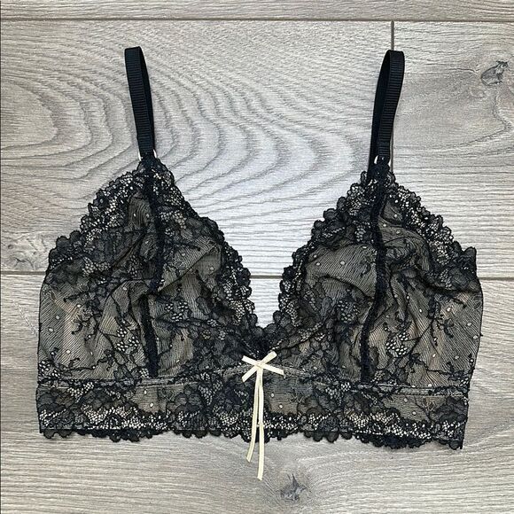 Heidi‎ Klum Black Lace Unlined Wireless Bra Size Large - Picture 1 of 10